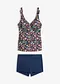 bleu fonc&eacute; floral