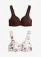 &eacute;cru floral + marron fonc&eacute;