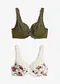 &eacute;cru floral + olive fonc&eacute;