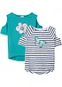 Lot de 2 T-shirts avec épaules découpées, bonprix