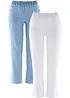 Lot de 2 pantalons 7/8 droits, taille mi-haute élastiquée, bonprix