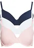 Lot de 3 soutiens-gorge coton moulés à armatures, bonprix