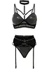 Bralette+String+Strapshalter mit Wetlook (3-tlg.Set), bonprix