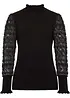 Pull col roulé avec manches en mousseline, bonprix