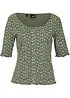 T-shirt côtelé à imprimé floral, manches coude, bonprix