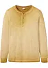 T-shirt coton col tunisien aspect délavé, manches longues, bonprix