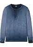 T-shirt coton col tunisien aspect délavé, manches longues, bonprix