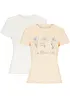 Lot de 2 T-shirts basiques avec imprimé, bonprix