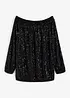 T-shirt oversize à sequins encolure Bardot, bonprix
