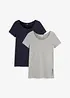Lot de 2 T-shirts longs avec inscription, bonprix