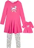 Robe en jersey + legging et robe de poupée (ens. 3 pces), bonprix
