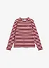 T-shirt manches longues rayé à broderies, bonprix