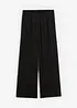 Pantalon large en jersey texturé, taille haute, bonprix