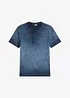 T-shirt col tunisien en 100% coton, aspect délavé, bonprix