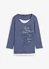 T-shirt 2 en 1 coton, manches 3/4, bonprix