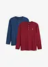 Lot de 2 T-shirts manches longues col tunisien 100% coton, bonprix