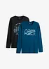 Lot de 2 T-shirts manches longues 100% coton, bonprix