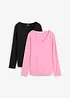 Lot de 2 T-shirts manches longues près du corps, bonprix