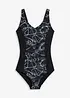 Maillot 1 pièce sculptant, maintien léger, col V, bonprix