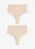 Lot de 2 strings sculptants sans coutures, maintien léger, bonprix