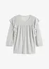 T-shirt volanté manches 3/4 avec fil lurex, bonprix