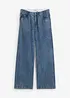 Wide-Leg-Jeans Mid Waist Bequembund mit Strass, bonprix