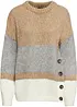 Pull oversize rayé à boutons, bonprix