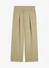 Pantalon à pinces aspect lin avec empiècement taille croisé, bonprix