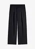 Pantalon à pinces aspect lin avec empiècement taille croisé, bonprix