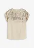 T-shirt à empiècement tissé et strass, bonprix