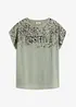 T-shirt à empiècement tissé et strass, bonprix