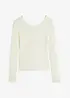 Pull côtelé avec bordure de perles décoratives, bonprix