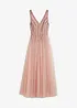 Robe longue en tulle fin avec sequins brodés, bonprix