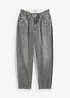 Barrel-Jeans Mid Waist Low Stretch, cropped, bonprix