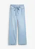 Wide-Leg-Jeans, Mid Waist, Gürtel, bonprix