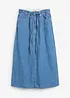 Jupe midi en jean taille mi-haute, toile super souple, bonprix