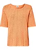 T-shirt en maille ajourée avec lin, manches coudes, bonprix