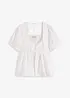 Blouse à manches bouffantes et encolure boutonnée, bonprix