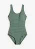 Maillot 1 pièce sculptant, maintien léger, avec plis décoratifs, bonprix
