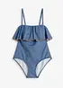 Maillot 1 pièce bandeau, aspect jean, bonprix