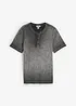 T-shirt col tunisien en 100% coton, aspect délavé, bonprix