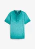 T-shirt col tunisien en 100% coton, aspect délavé, bonprix