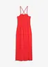 Midikleid aus festem Jersey mit Smockeinsatz und Schlitz, bonprix
