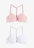 Lot de 2 soutiens-gorge coton à coques et armatures, fermeture devant, bonprix