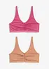 Lot de 2 soutiens-gorge bralette coton et dentelle, bonprix