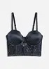 Soutien-gorge balconnet en polyamide brillant avec dentelle à franges, bonprix
