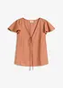 Blouse légèrement brillante à mancherons volantés, bonprix
