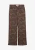 Pantalon large en twill imprimé léopard, bonprix