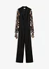 Jersey-Jumpsuit mit Mesh-Ärmeln, bonprix