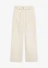 Pantalon large en velours côtelé avec ceinture à nouer, bonprix